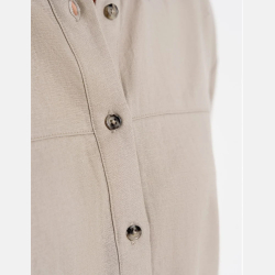 BEŻOWA koszula DAMSKA z LNU i WISKOZY, ELEGANCKA, KOŁNIERZ MORAJ